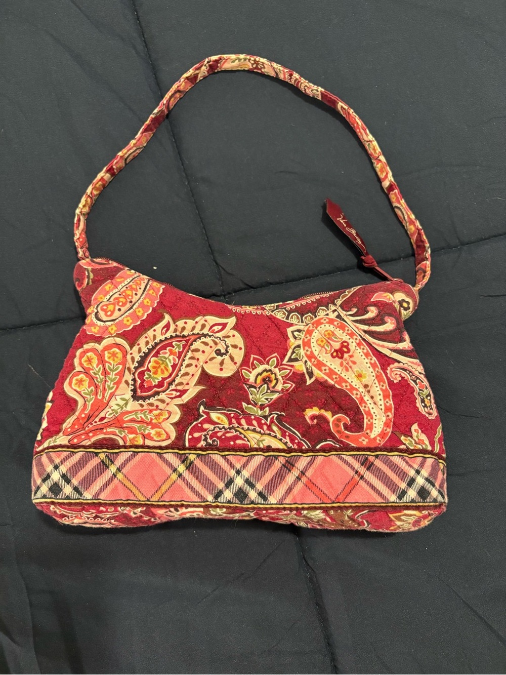 Vera Bradley Red and Pink Paisley Quilted Mini Shoulder Purse